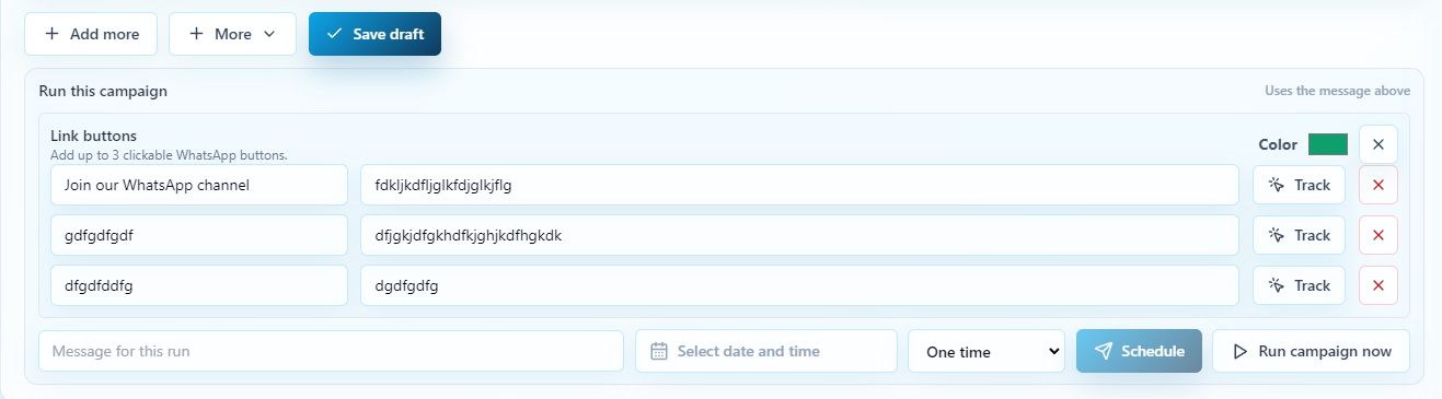 ScheduleX tracked link buttons screenshot